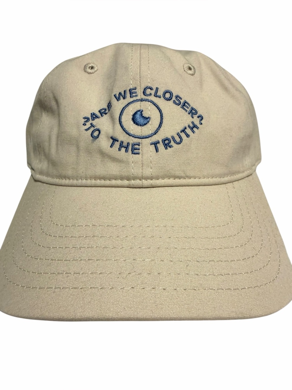 AS Colour ecru hat with light blue embroidery. NEW